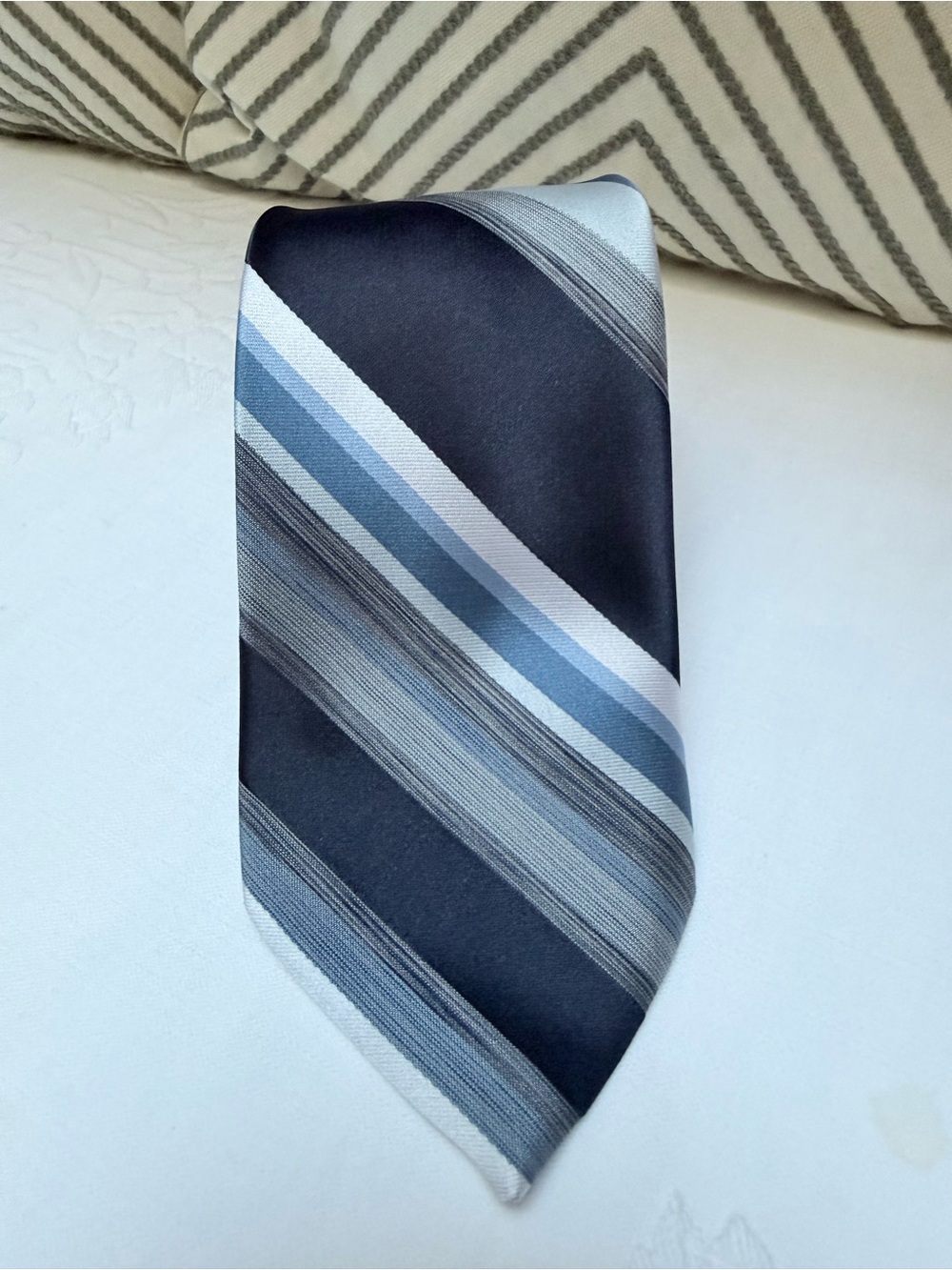 Classic Mens Navy and Light Blue Striped Tie